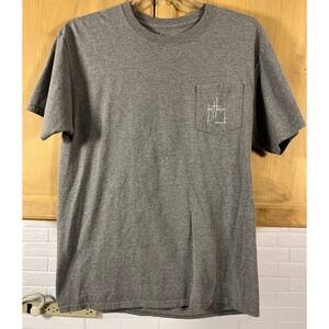Guy Harvey T-Shirt Mens Large Gray Mahi Mahi Fishing Graphic Pocket Tee